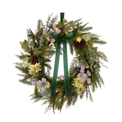 Laura Ashley Green Pre Lit Berry Wreath