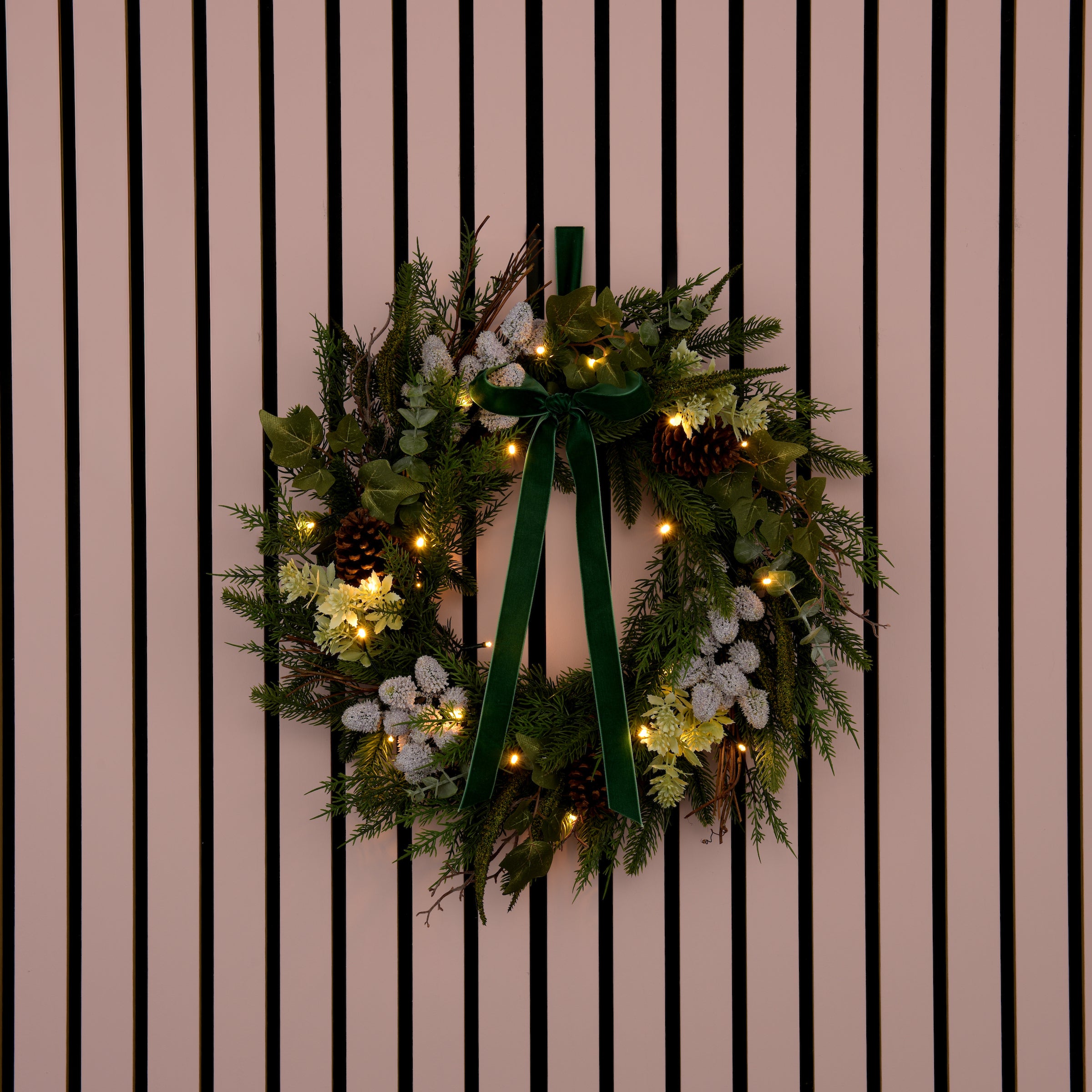 Laura Ashley Green Pre Lit Berry Wreath