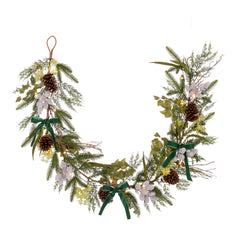 Laura Ashley Green Pre Lit Pinecone Christmas Garland 180cm