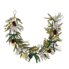 Laura Ashley Green Pre Lit Pinecone Christmas Garland 180cm
