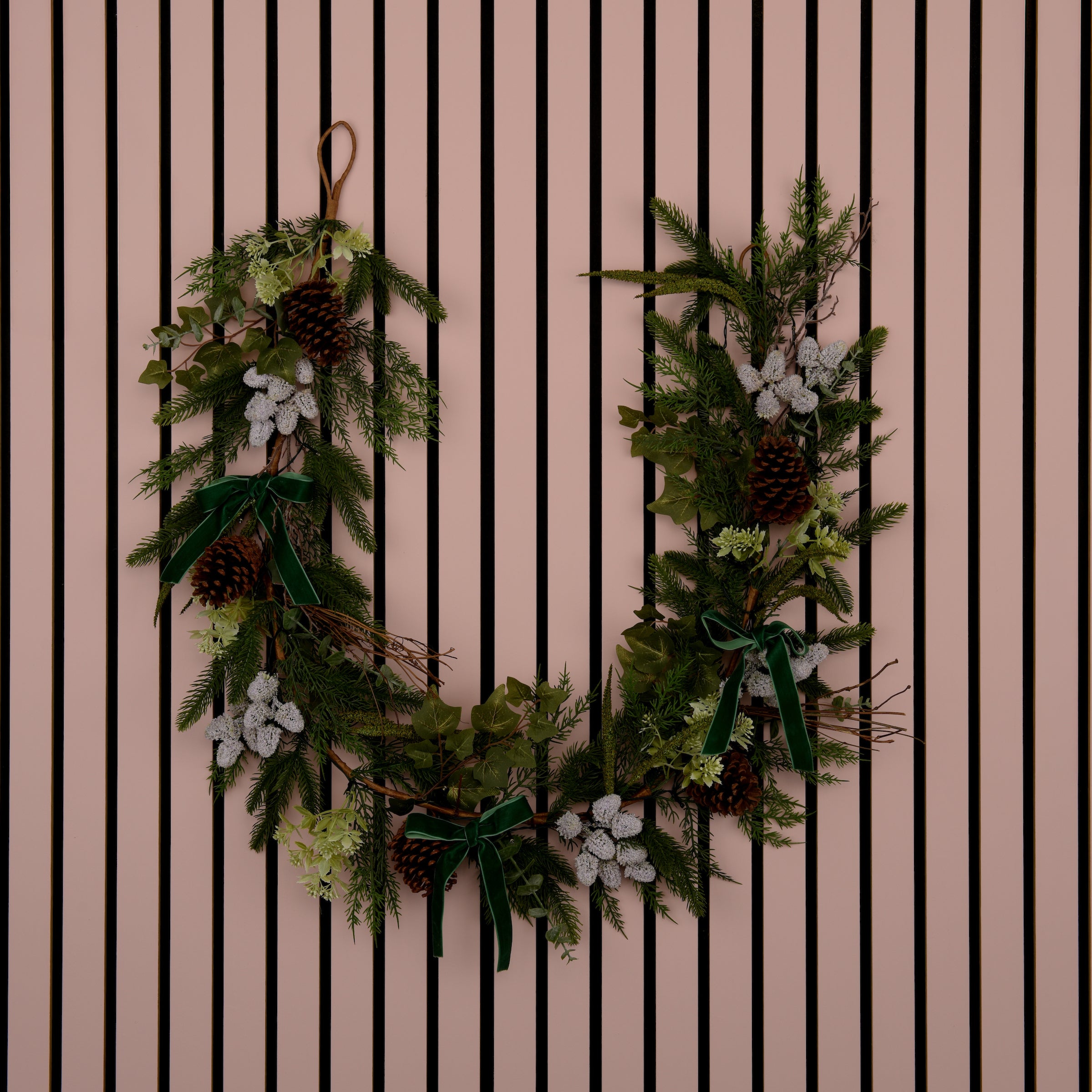 Laura Ashley Green Pre Lit Pinecone Christmas Garland 180cm