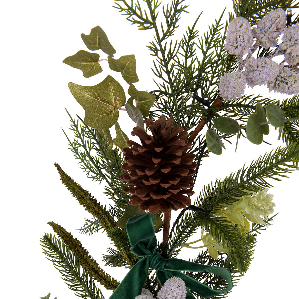 Laura Ashley Green Pre Lit Pinecone Christmas Garland 250cm