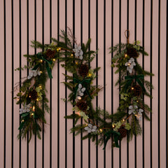 Laura Ashley Green Pre Lit Pinecone Christmas Garland 250cm