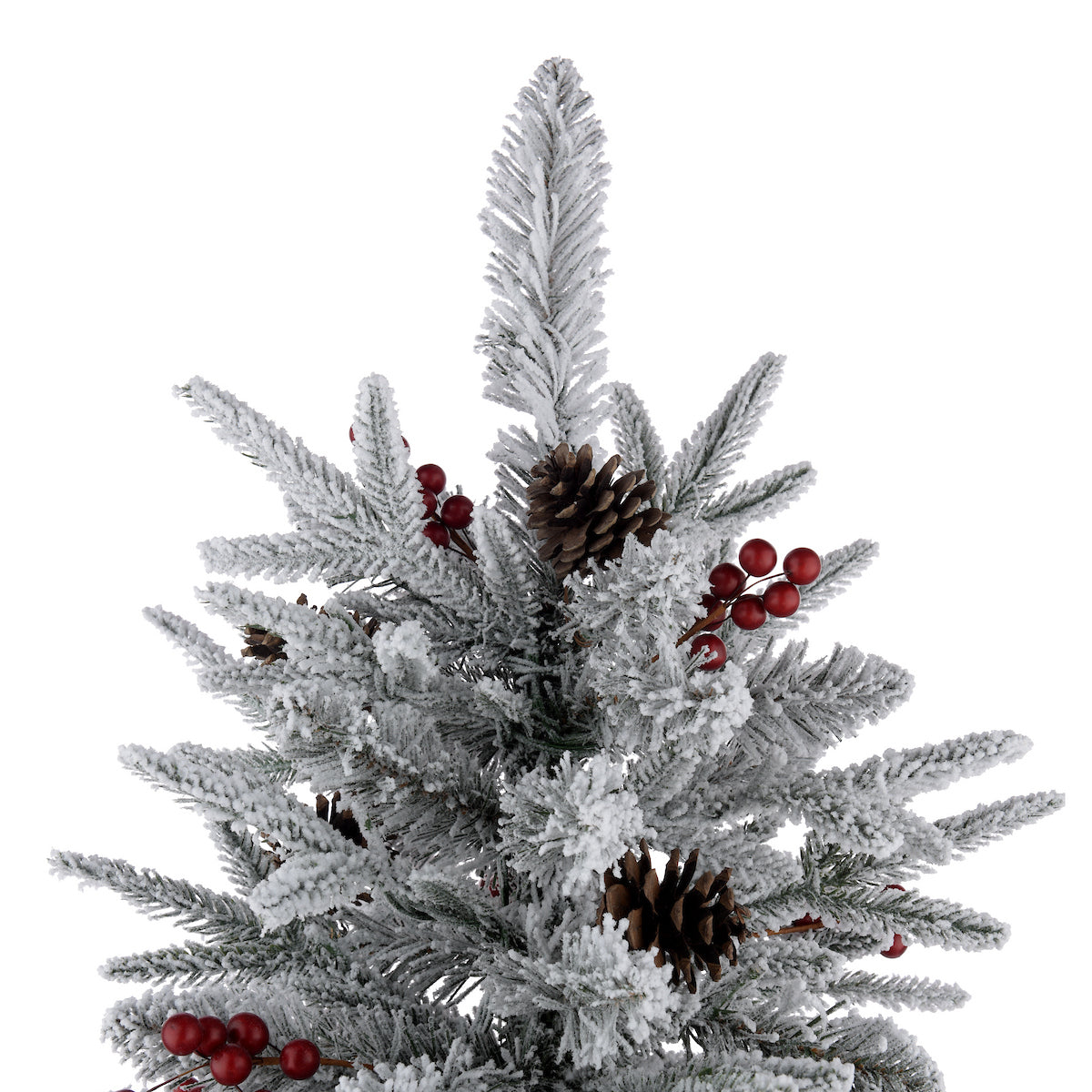 Laura Ashley 6FT LIT FROSTED TREE WITH RED BERRIES AND CONES