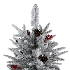 Laura Ashley 6FT LIT FROSTED TREE WITH RED BERRIES AND CONES