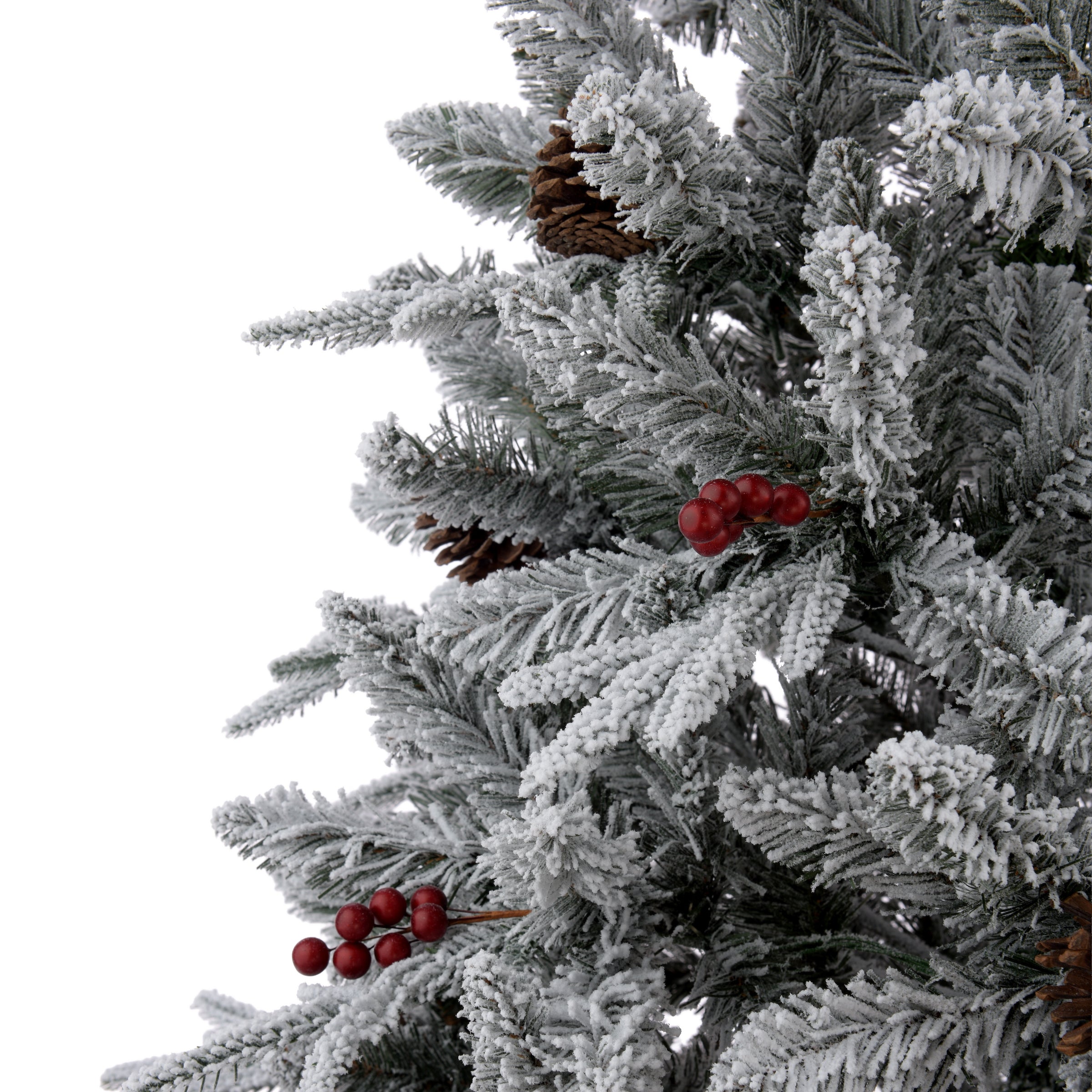 Laura Ashley 6FT LIT FROSTED TREE WITH RED BERRIES AND CONES