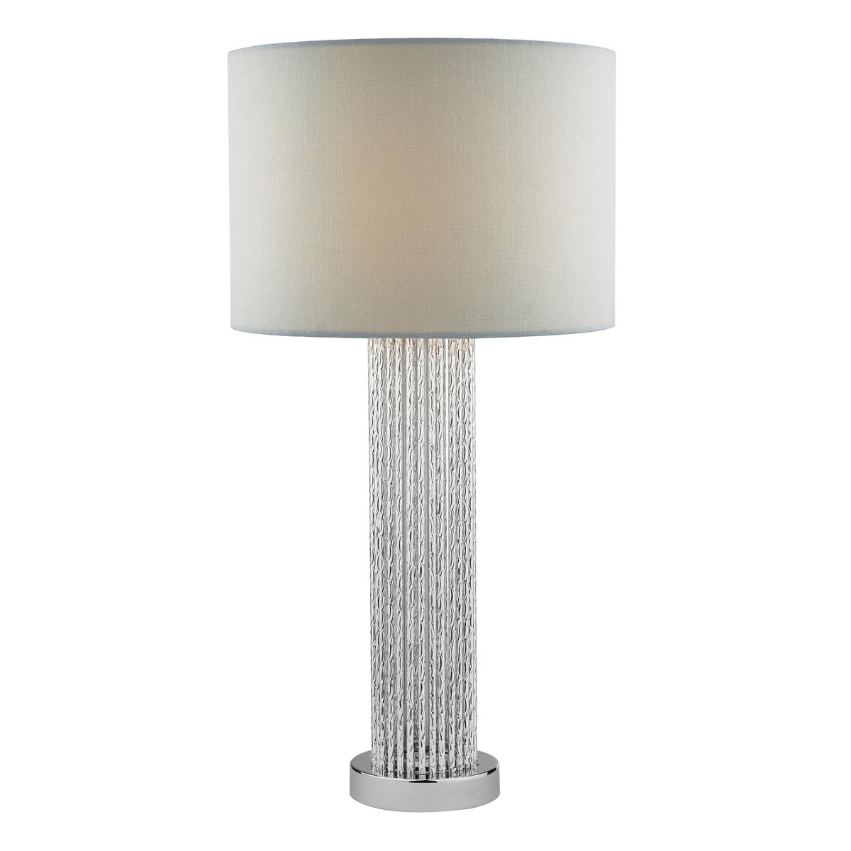 Lazio Table Lamp Polished Chrome Silver Rod With Faux Silk Shade