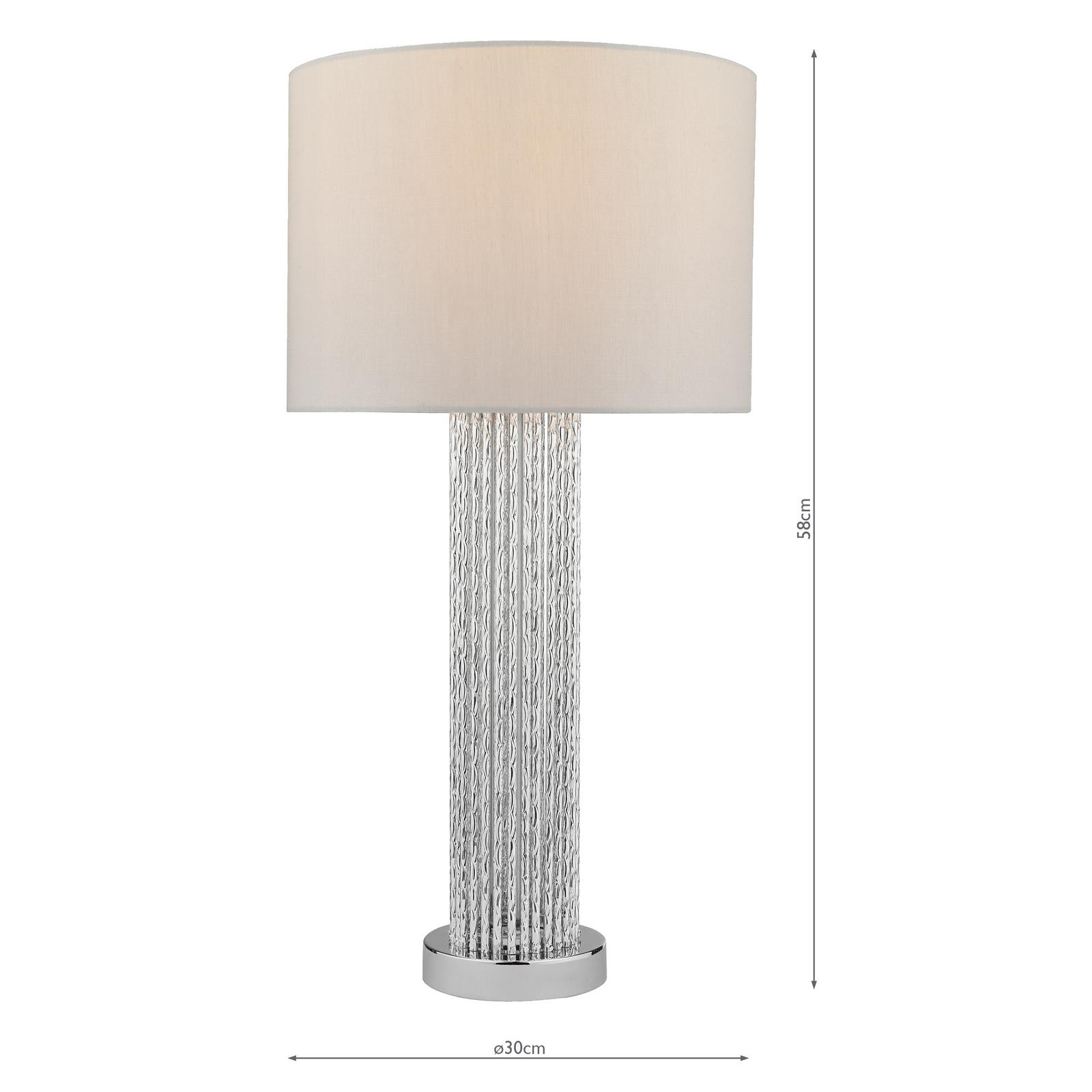 Lazio Table Lamp Polished Chrome Silver Rod With Faux Silk Shade