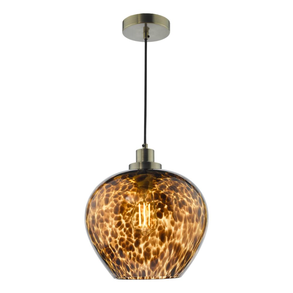 Leandra Pendant Tortoiseshell Glass and Antique Brass