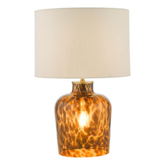 Leandra Dual Light Table Lamp Tortoiseshell Glass With Shade