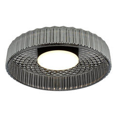 Leena Flush Satin Black  and Ribbed Glass LED