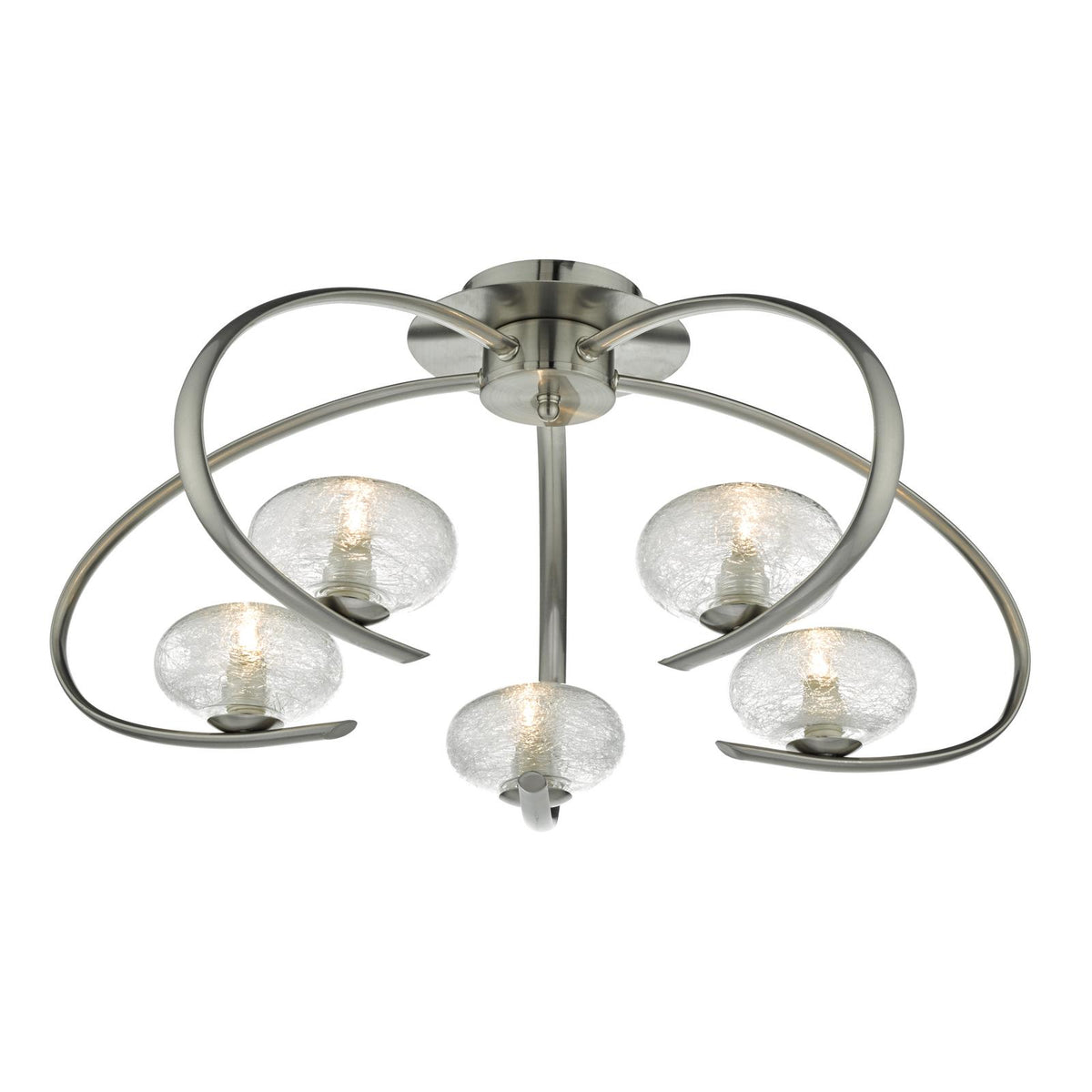 Leighton 5lt Semi Flush Satin Chrome & Sugar Cane Glass