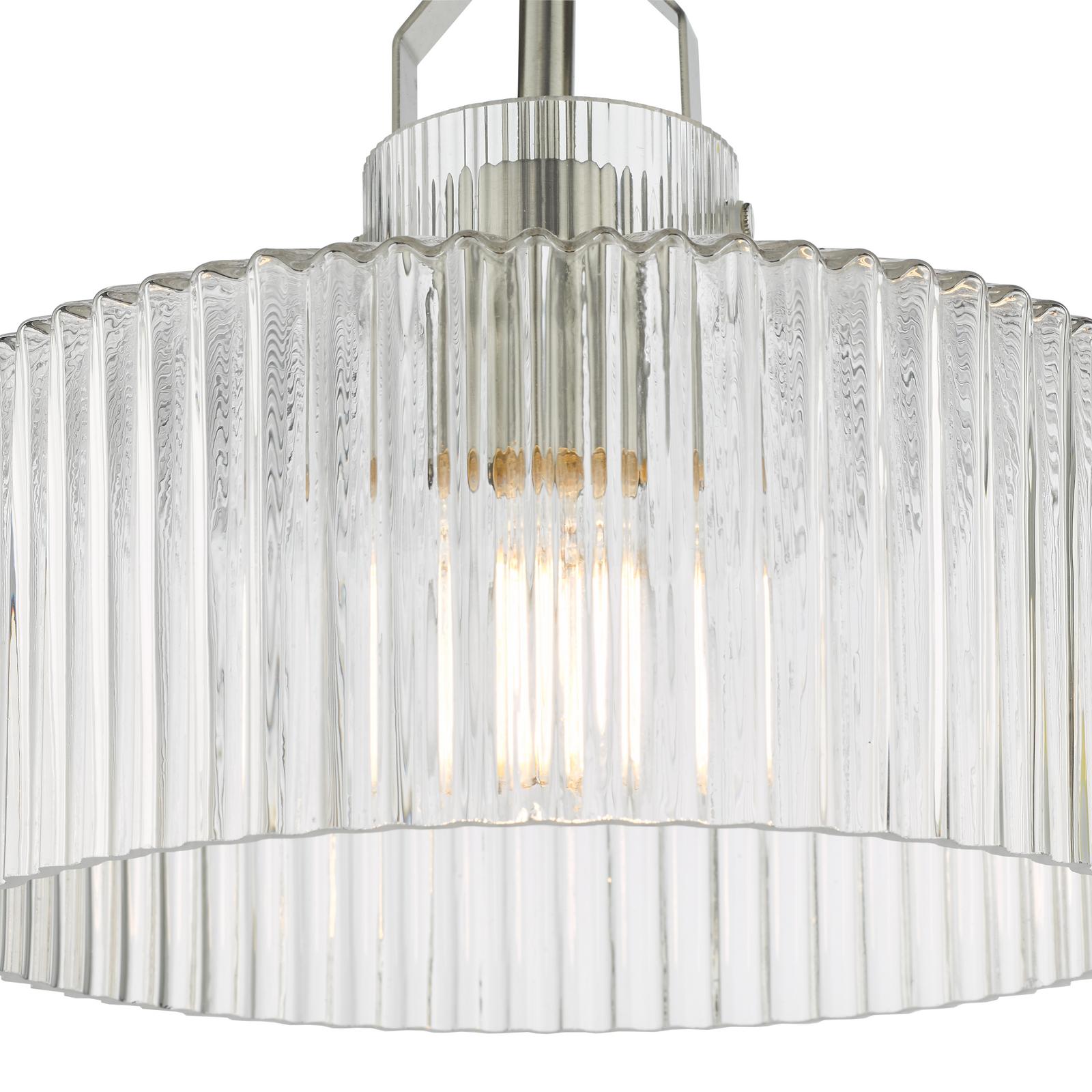 Lenka Semi-Flush Satin Nickel and Ribbed Glass