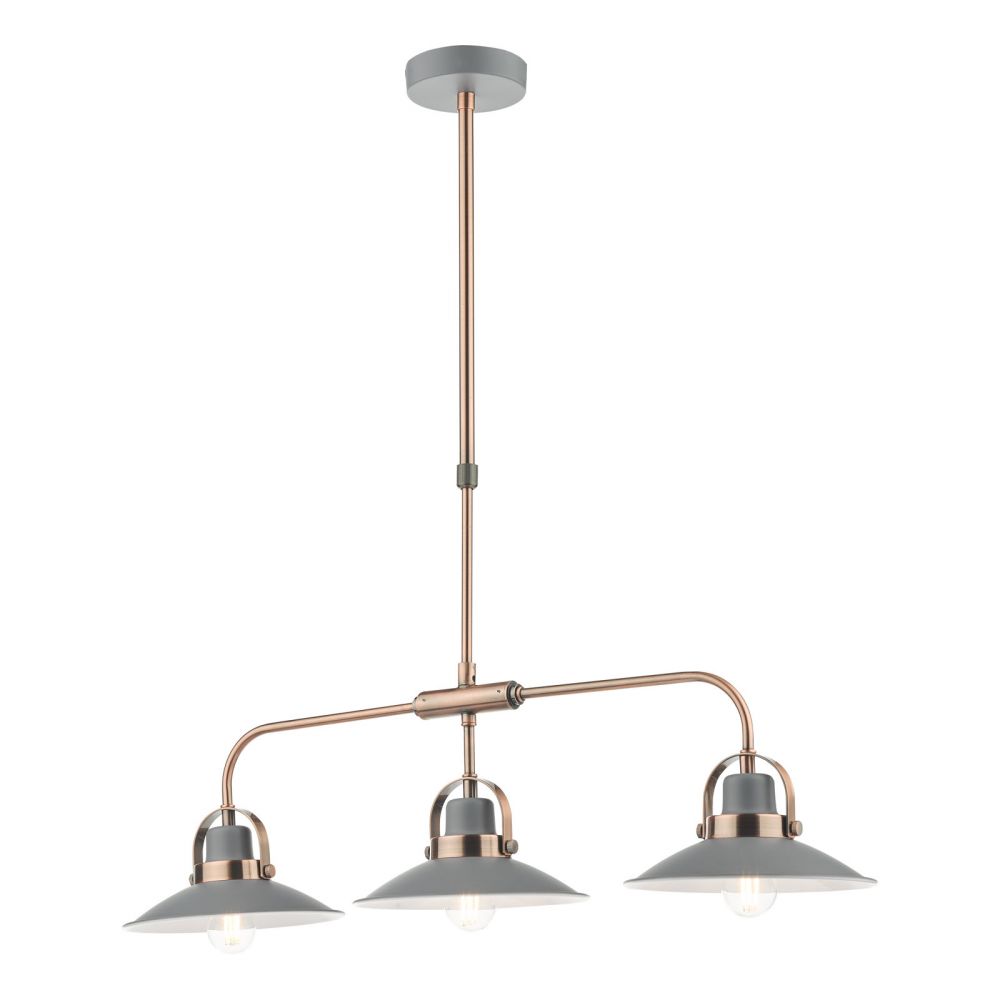 Liden 3 Light Bar Pendant Graphite Copper Dar Lighting