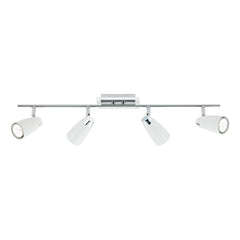 Loft 4 Light Bar Spotlight Matt White Polished Chrome