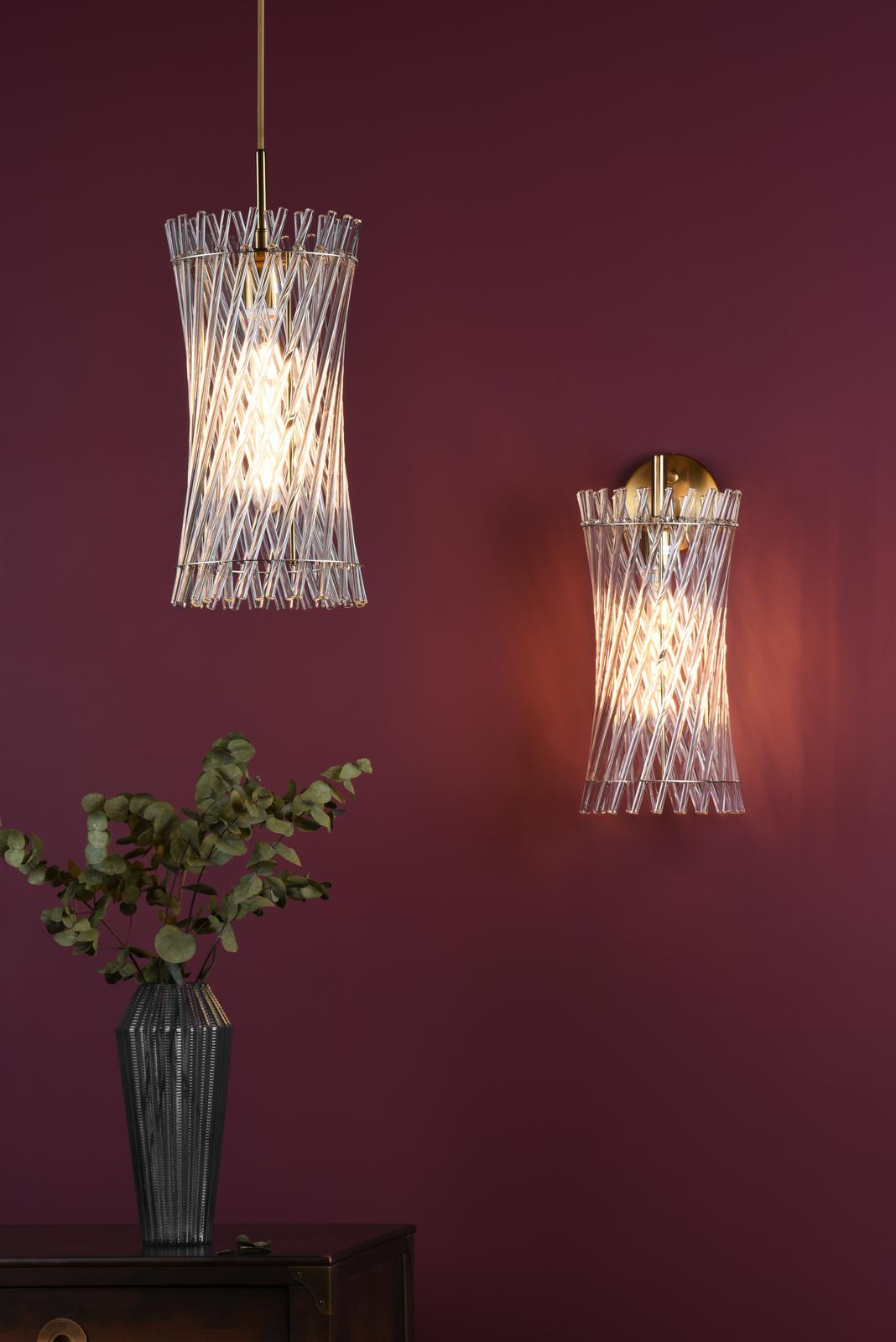Loire Pendant Natural Brass and Glass