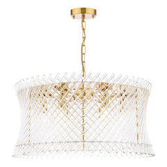 Loire 6 Light Pendant Natural Brass and Glass