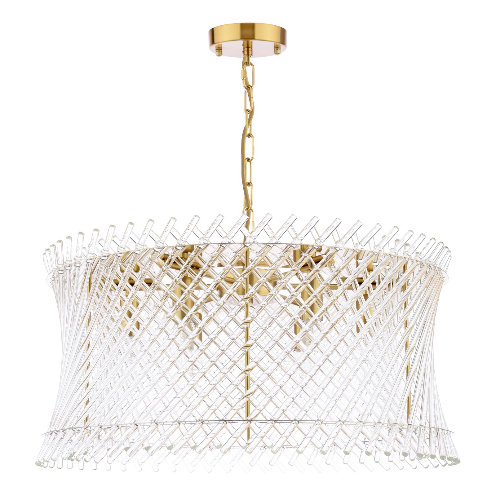 Loire 6 Light Pendant Natural Brass and Glass