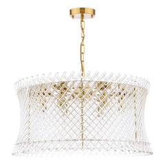 Loire 6 Light Pendant Natural Brass and Glass
