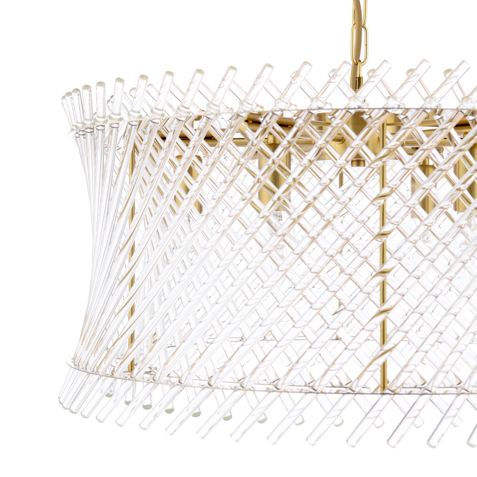 Loire 6 Light Pendant Natural Brass and Glass