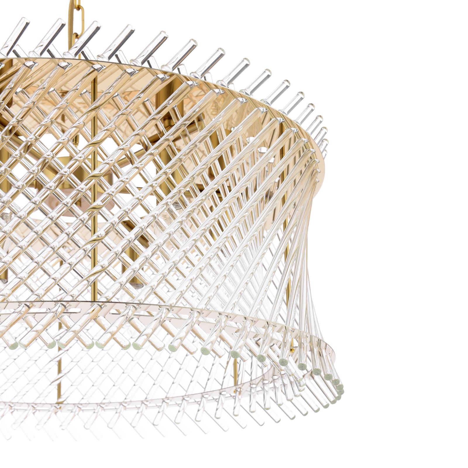 Loire 6 Light Pendant Natural Brass and Glass