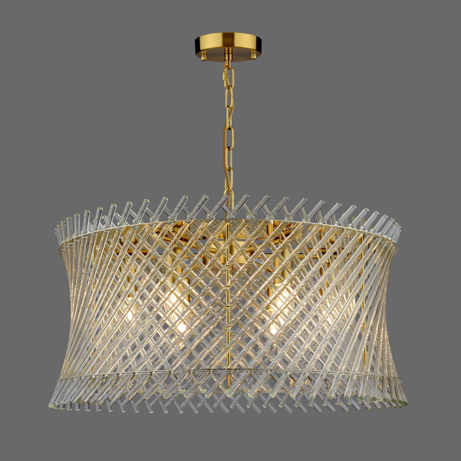Loire 6 Light Pendant Natural Brass and Glass