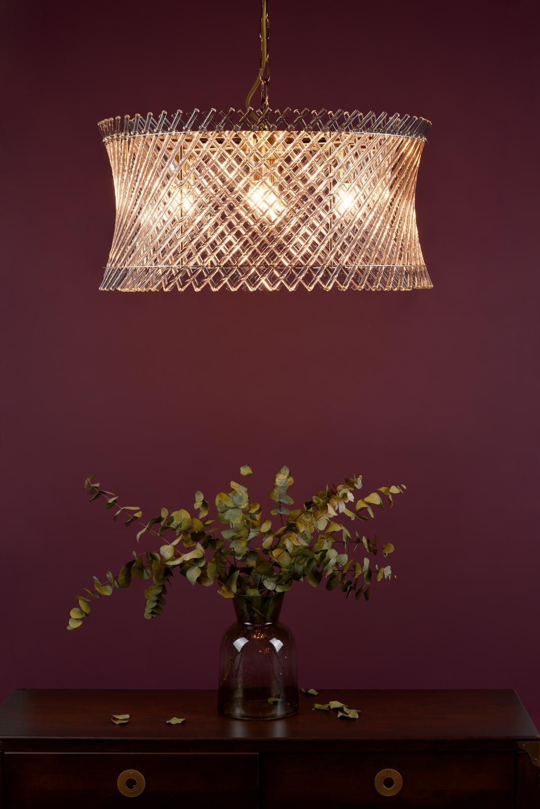 Loire 6 Light Pendant Natural Brass and Glass