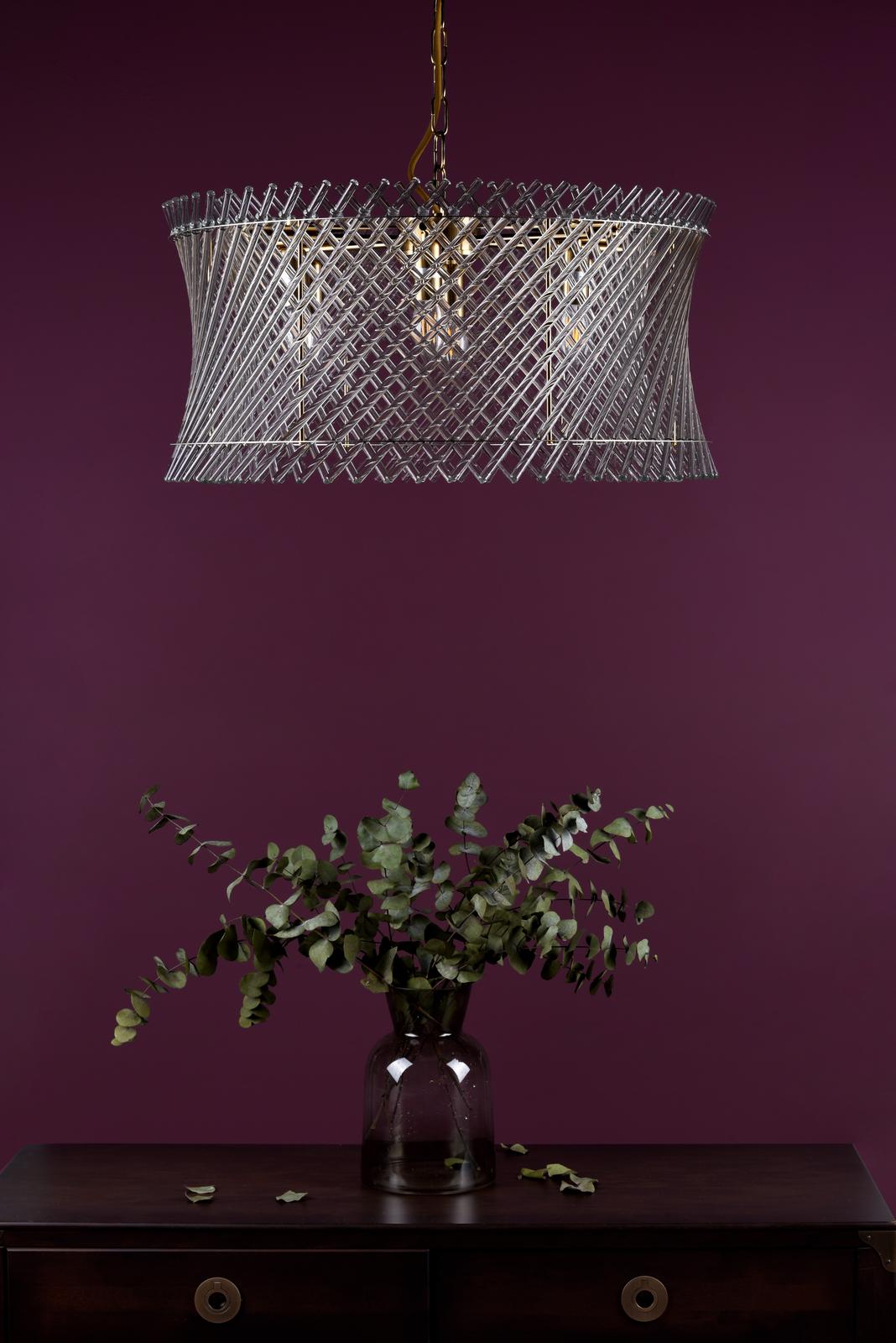 Loire 6 Light Pendant Natural Brass and Glass