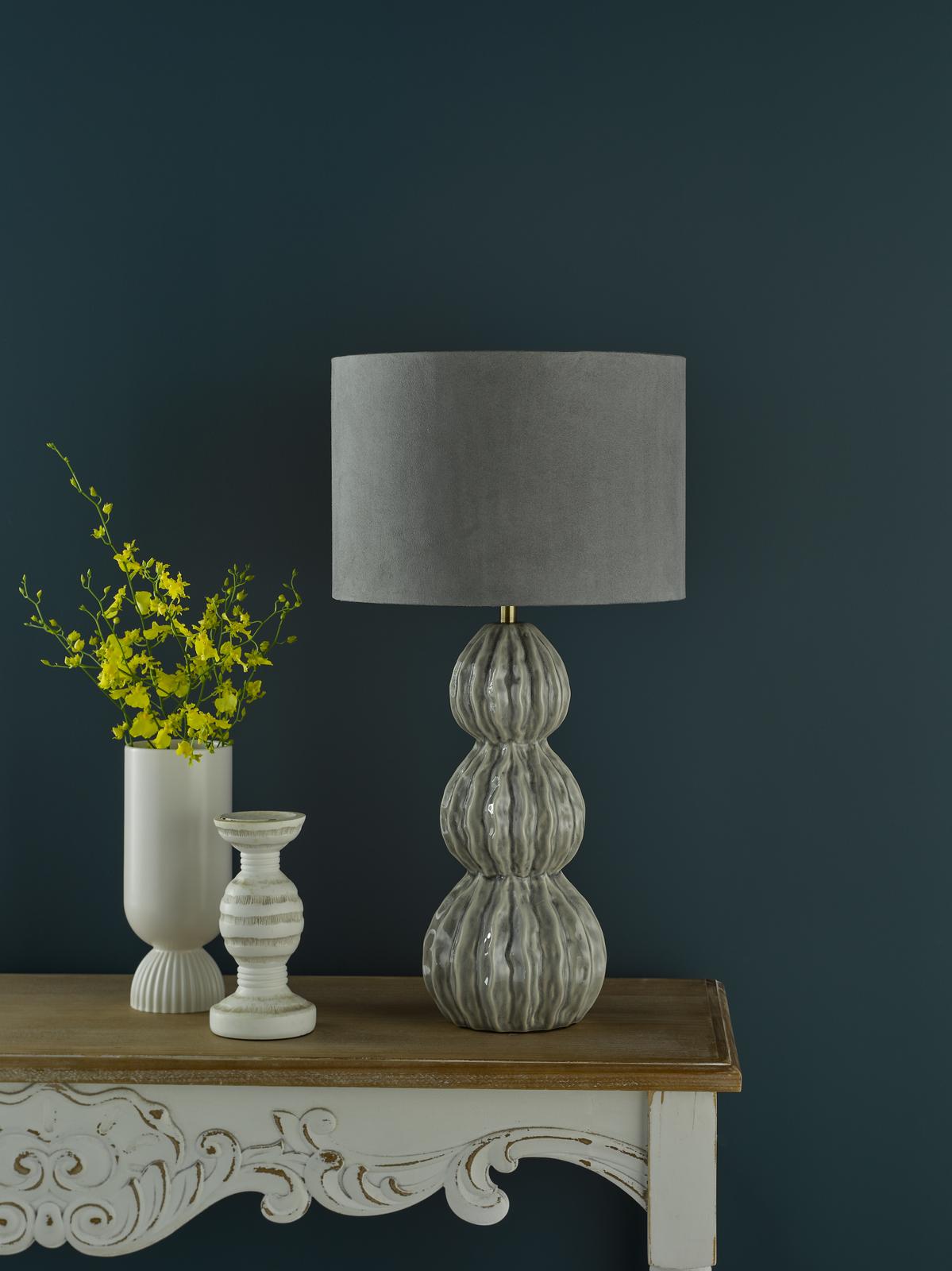 Lorelai Ceramic Table Lamp Grey With Shade