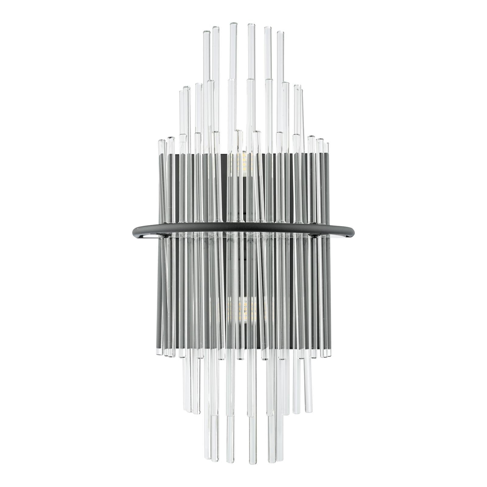 Lukas 2 Light Wall Light Satin Black and Glass