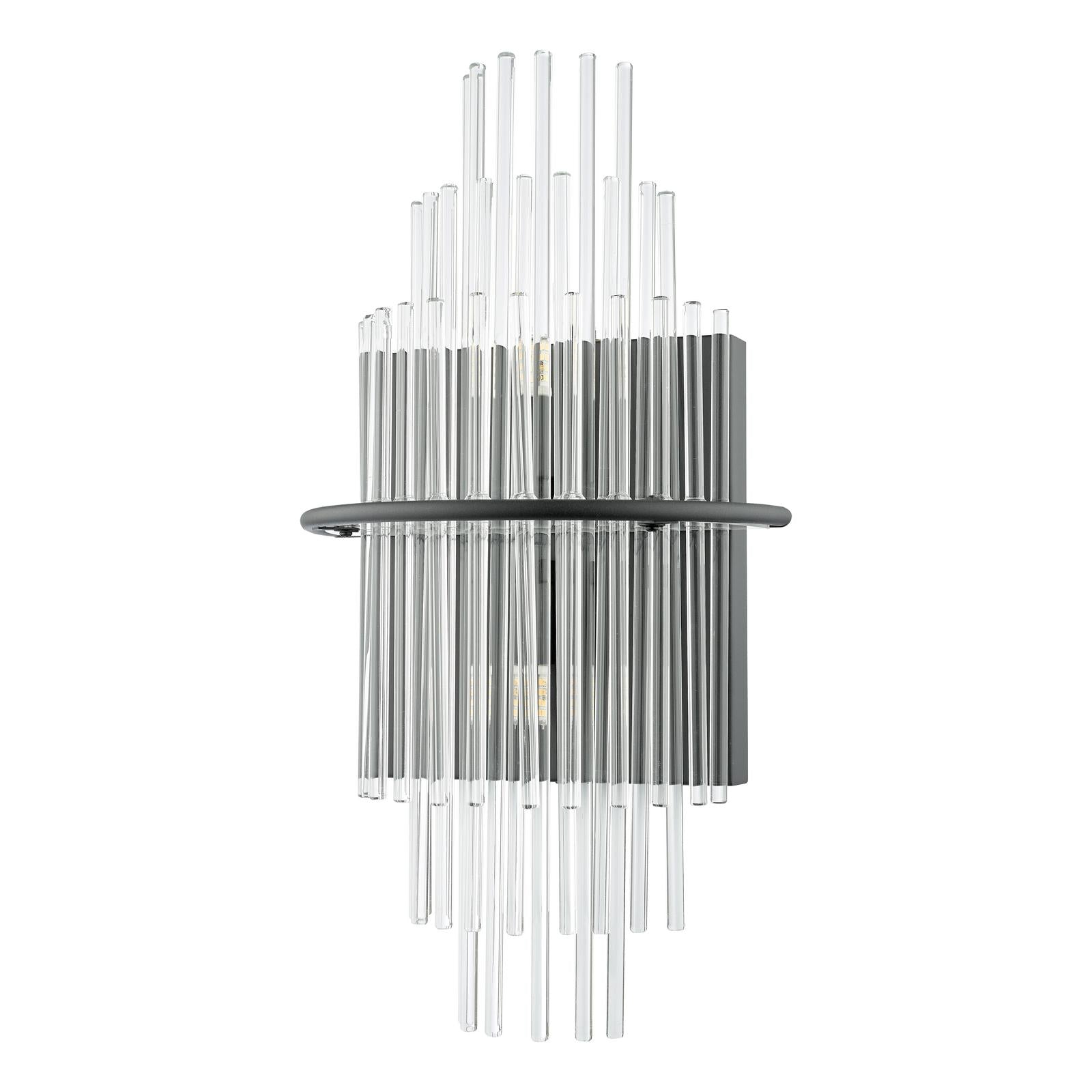 Lukas 2 Light Wall Light Satin Black and Glass