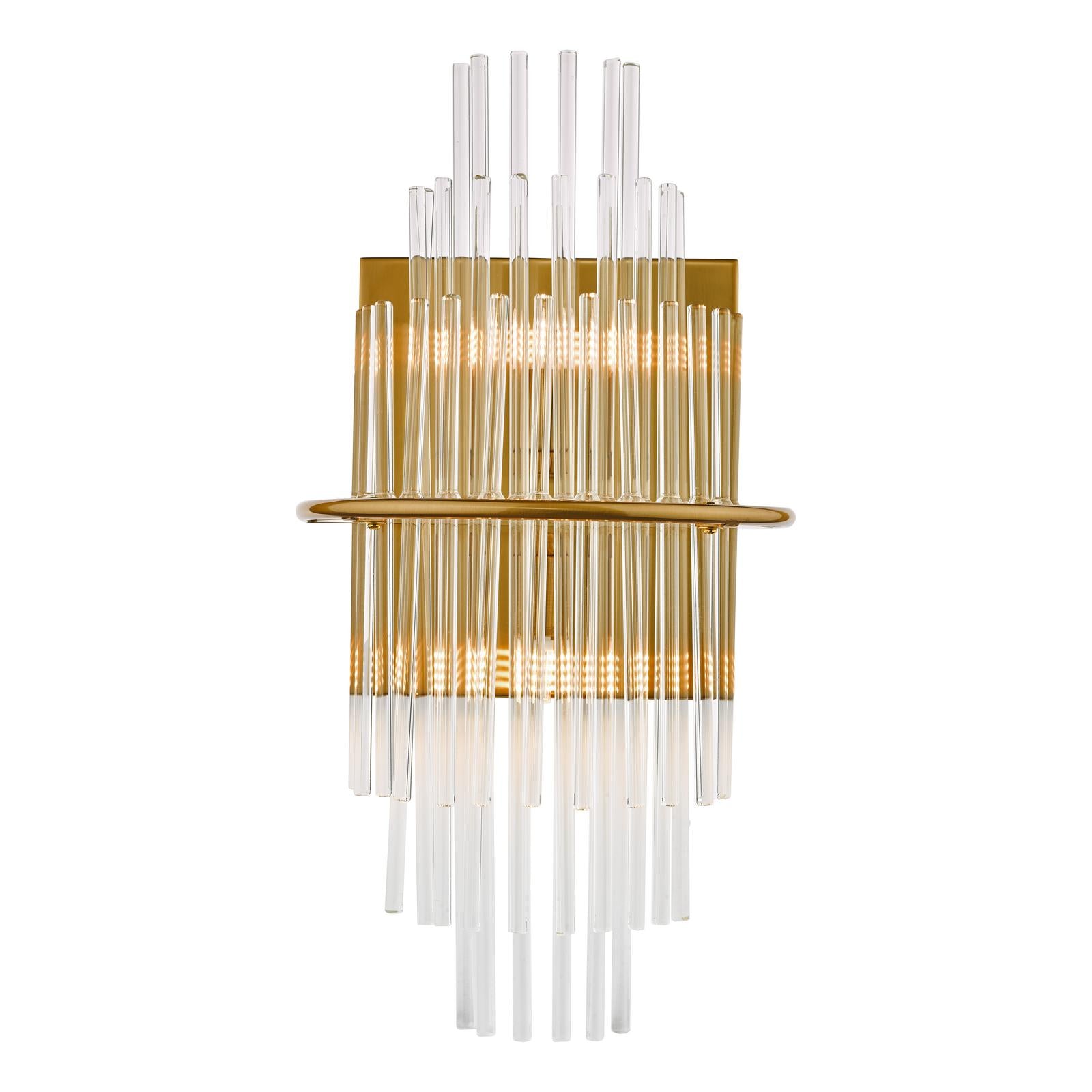 Lukas 2 Light Wall Light Antique Gold Glass