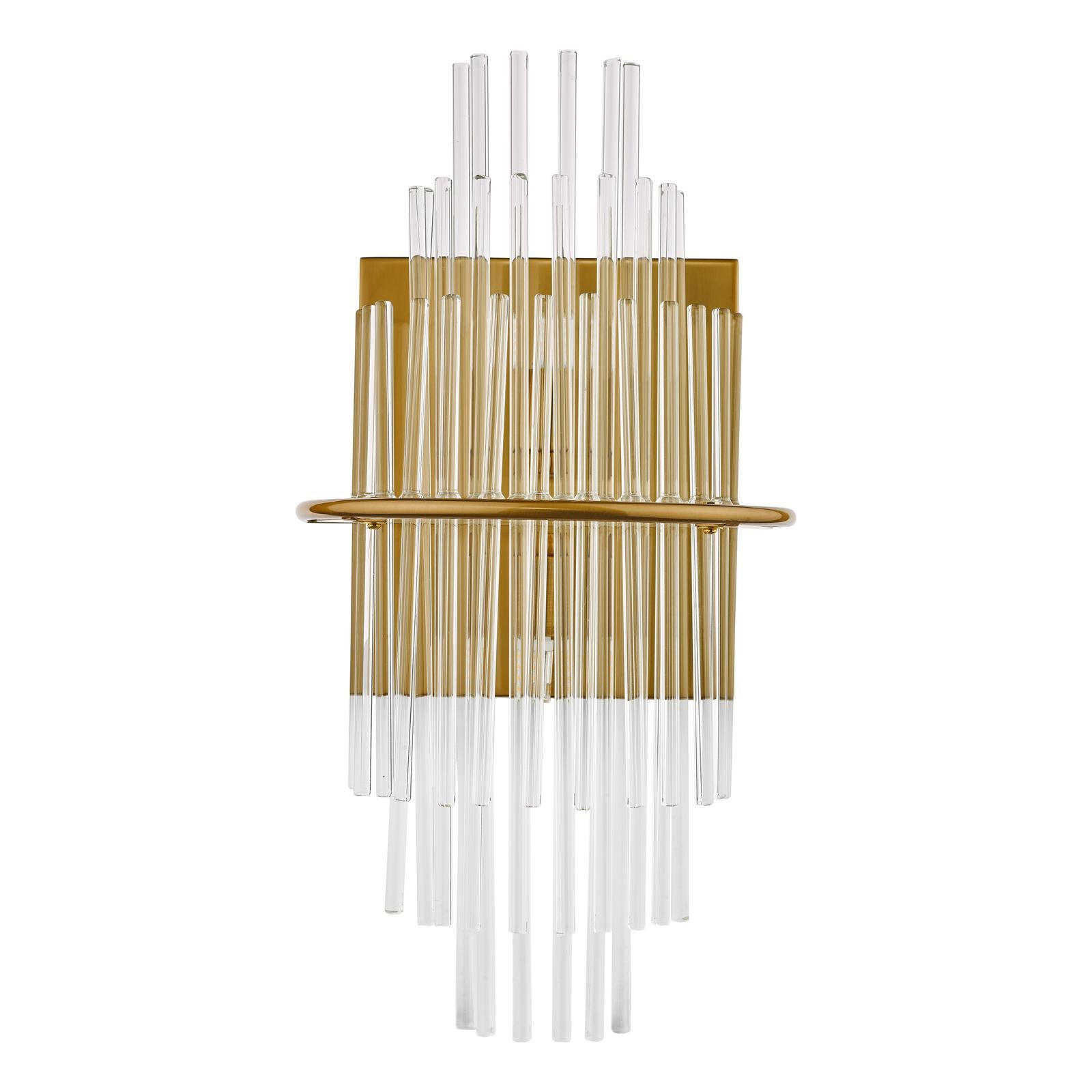 Lukas 2 Light Wall Light Antique Gold Glass
