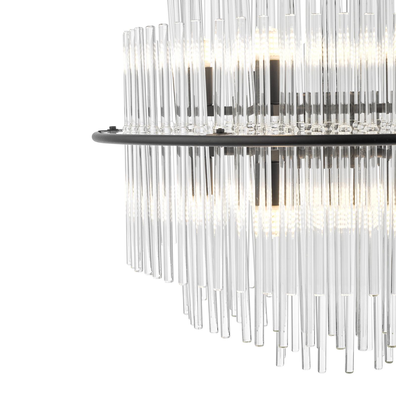 Lukas 13 Light Pendant Satin Black and Glass
