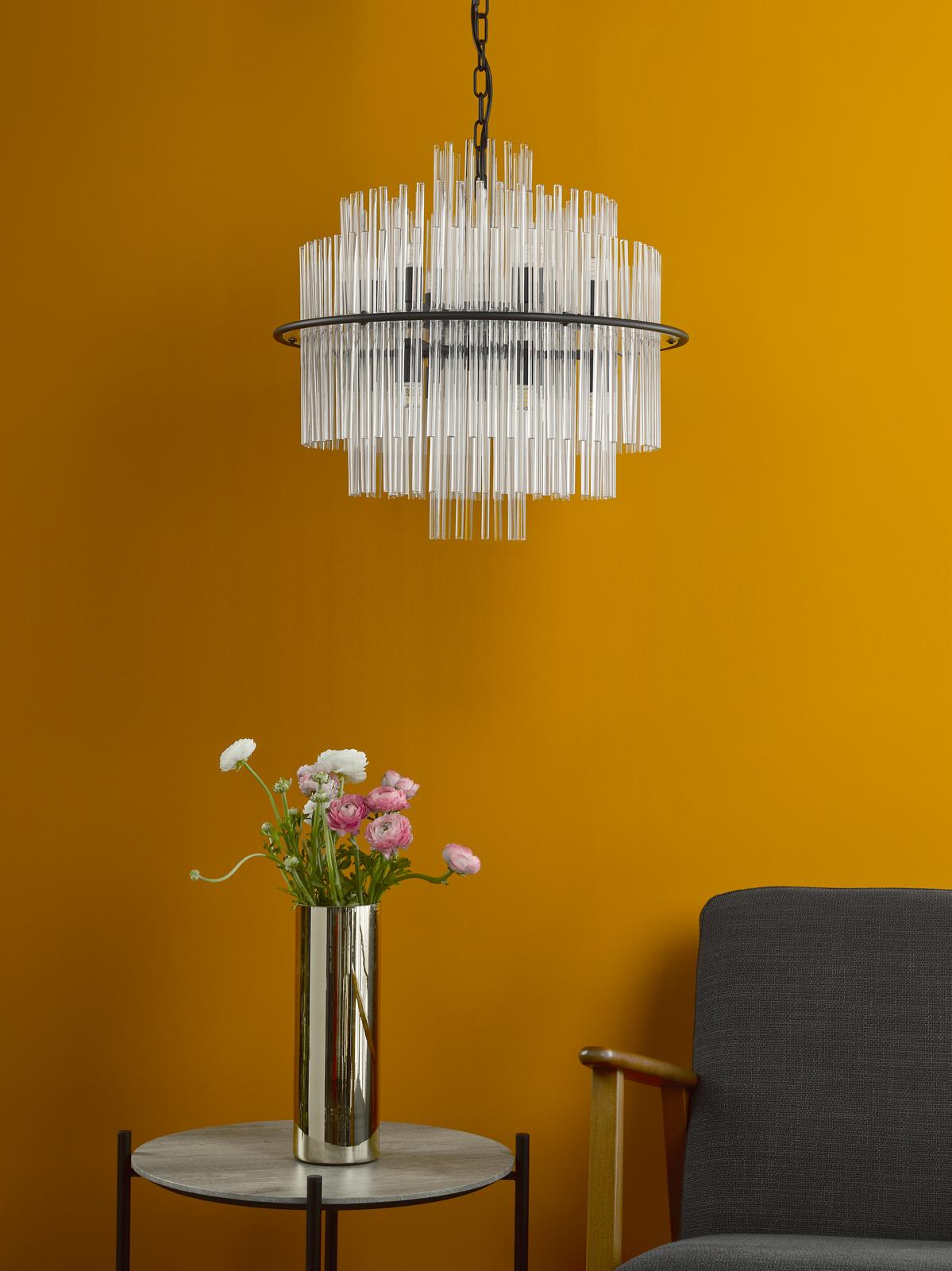 Lukas 13 Light Pendant Satin Black and Glass