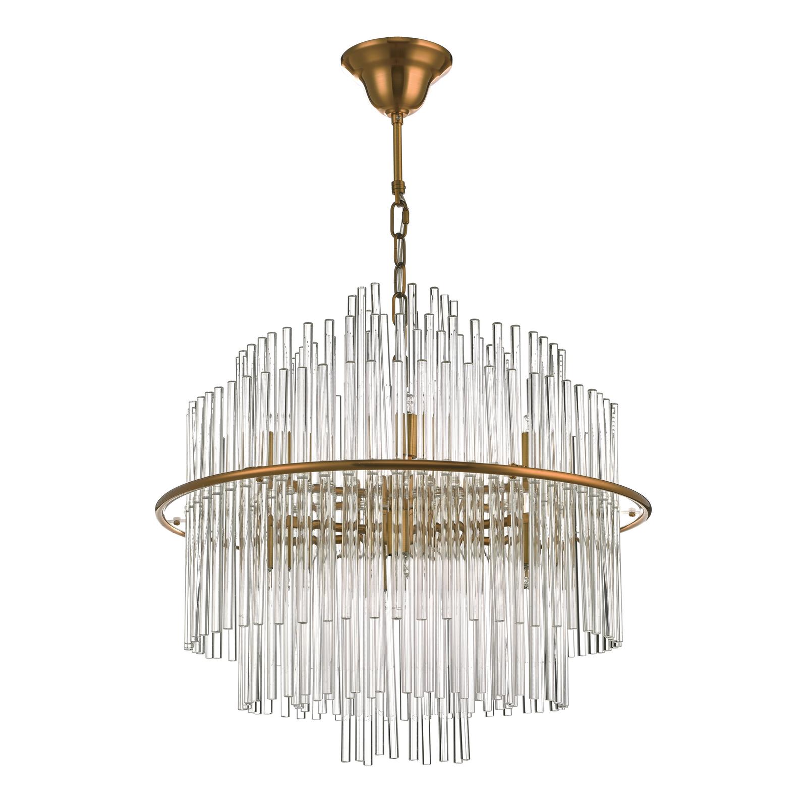 Lukas 13 Light Pendant Brushed Antique Gold And Clear Glass