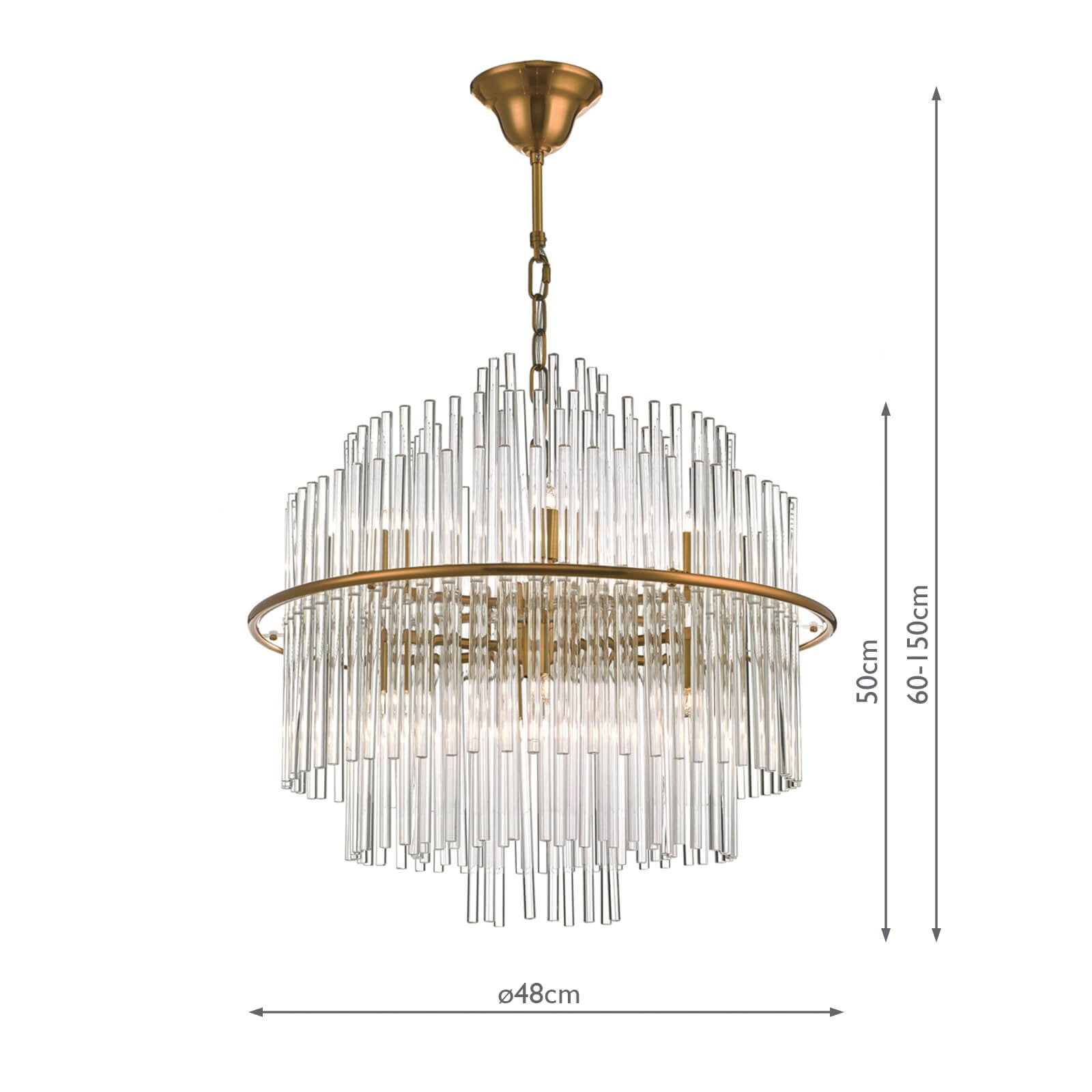 Lukas 13 Light Pendant Brushed Antique Gold And Clear Glass