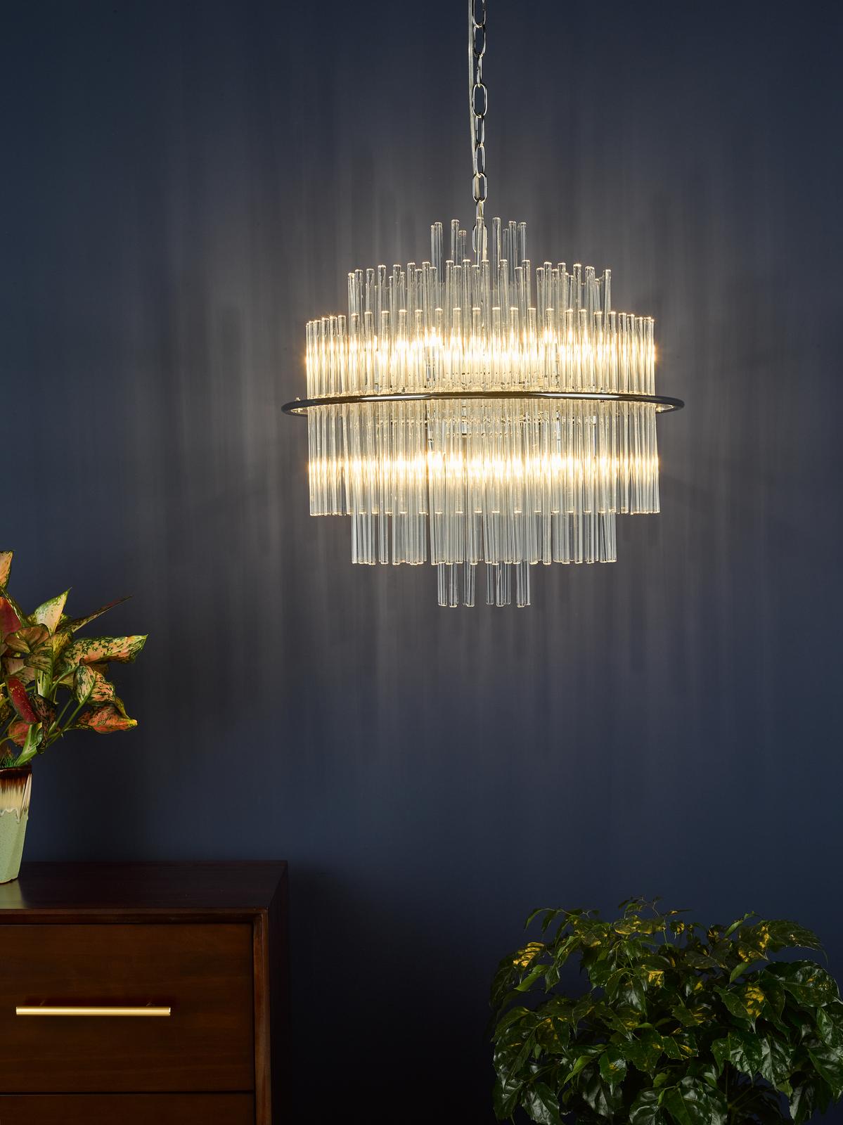 Lukas 13 Light Pendant Polished Chrome Glass