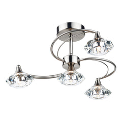 Luther 4 Light Semi-Flush Satin Chrome and Crystal