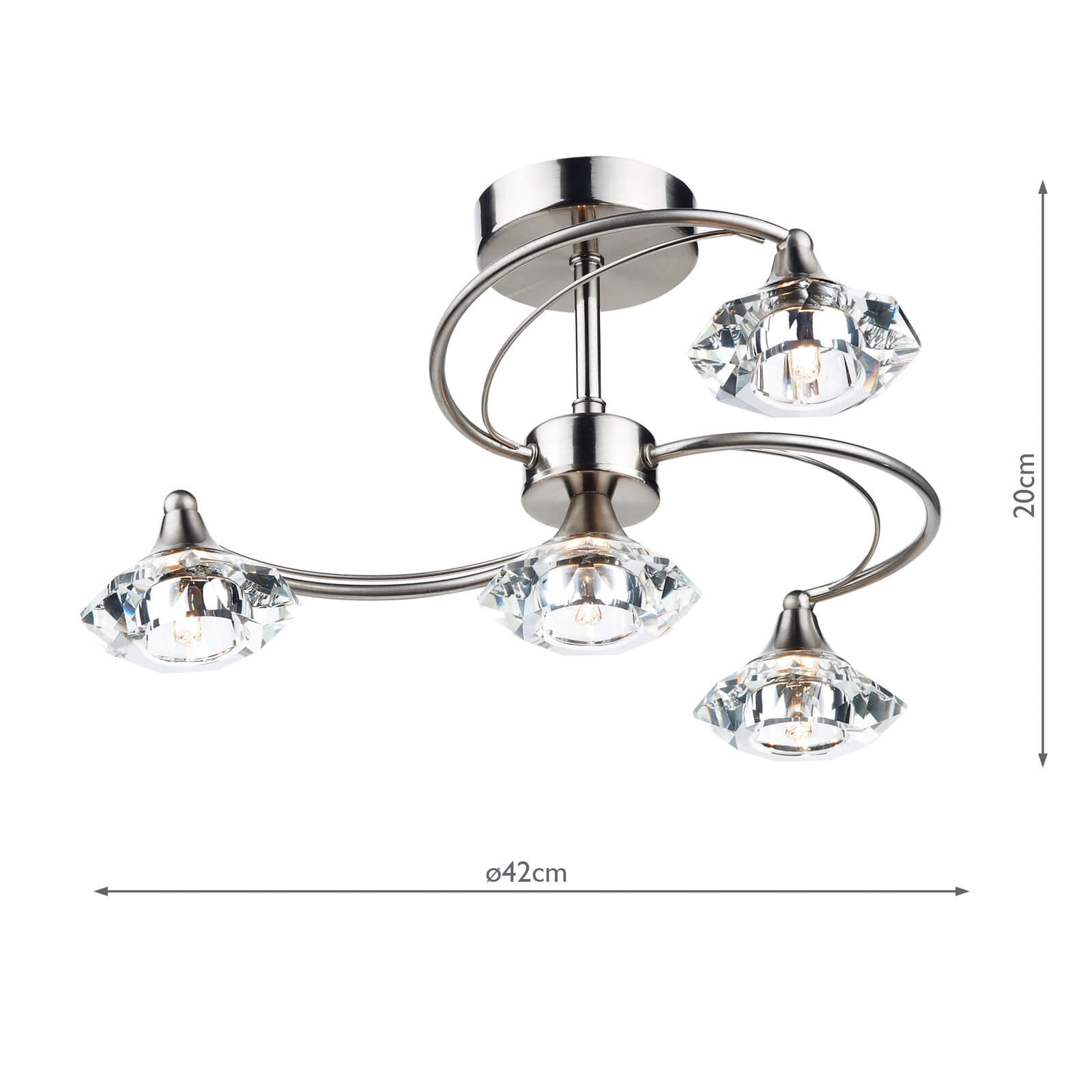 Luther 4 Light Semi-Flush Satin Chrome and Crystal