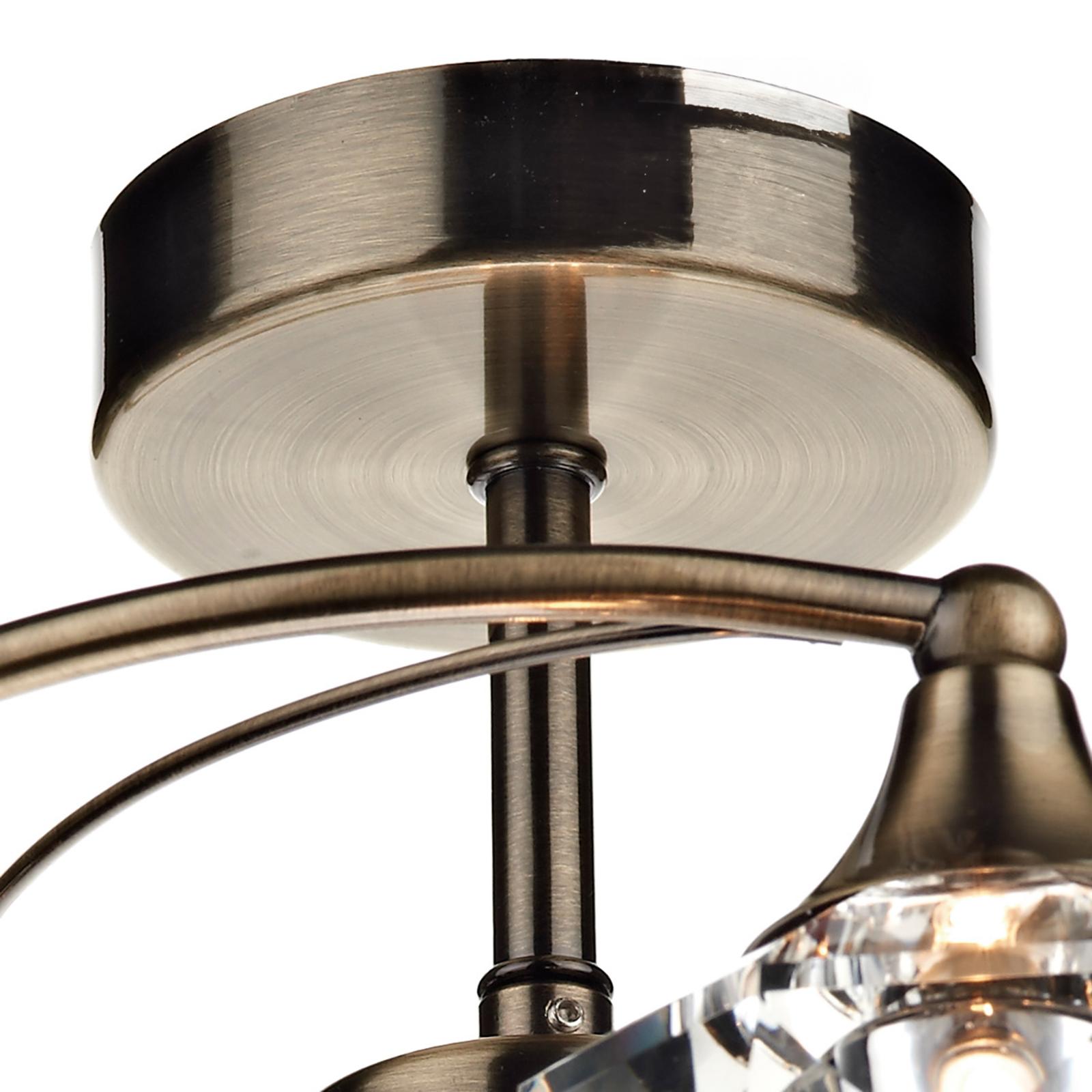 Luther 4 Light Semi-Flush Antique Brass and Crystal
