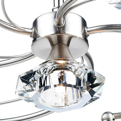 Luther 6 Light Semi Flush Satin Chrome Crystal