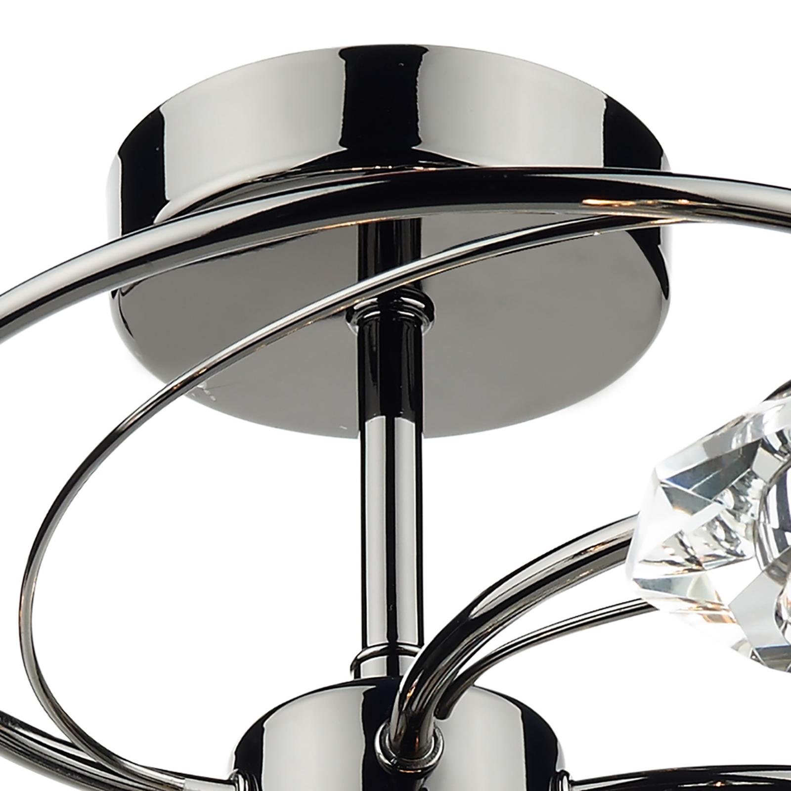Luther 6 Light Semi Flush Black Chrome Crystal