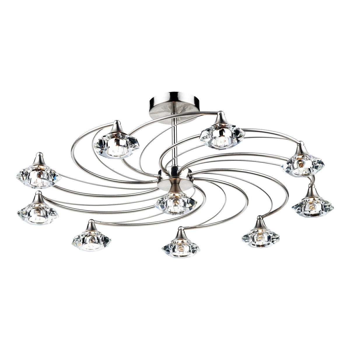 Luther 10 Light Semi Flush Satin Chrome Crystal