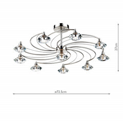 Luther 10 Light Semi Flush Satin Chrome Crystal