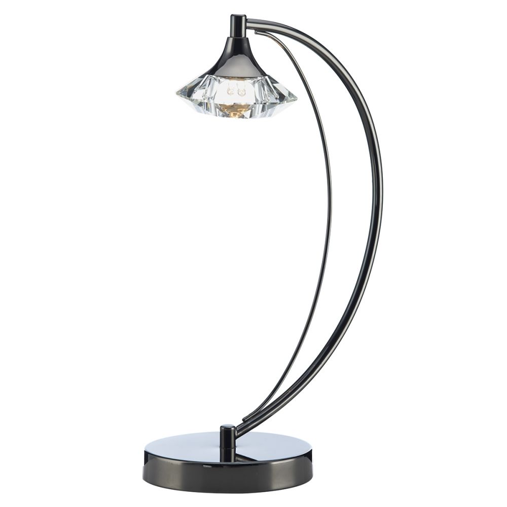 Luther Table Lamp Black Chrome Crystal Dar Lighting