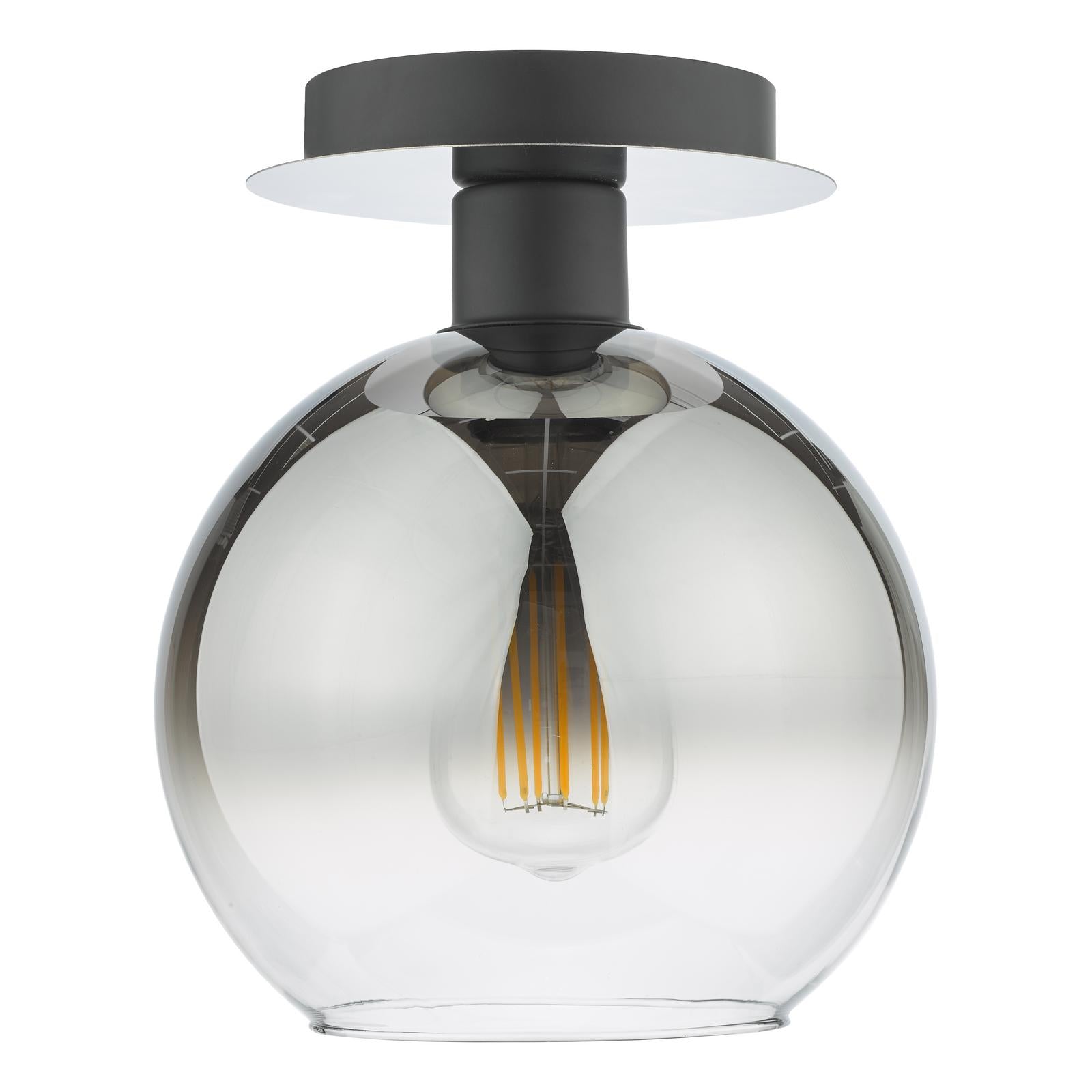 Lycia 1 Light Semi Flush Matt Black Ombre Smoked Glass