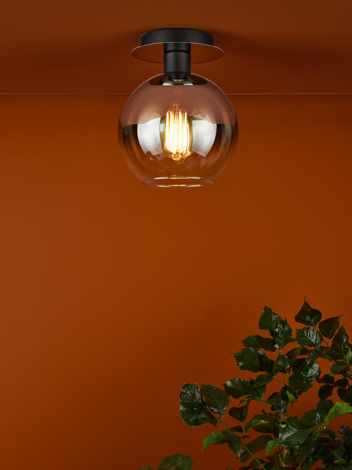 Lycia 1 Light Semi Flush Matt Black Ombre Smoked Glass