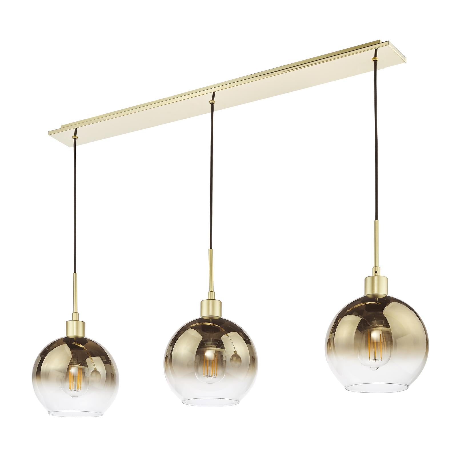 Lycia 3 Light Bar Pendant Satin Gold and Gold Ombre Glass