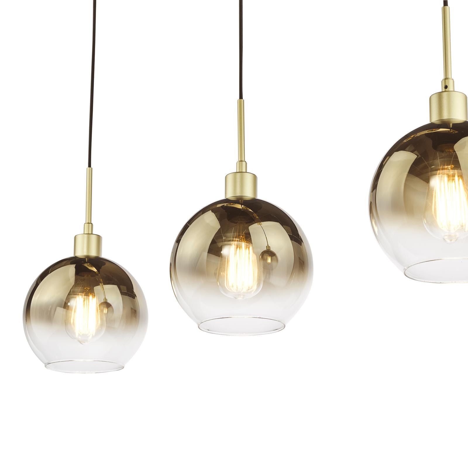 Lycia 3 Light Bar Pendant Satin Gold and Gold Ombre Glass